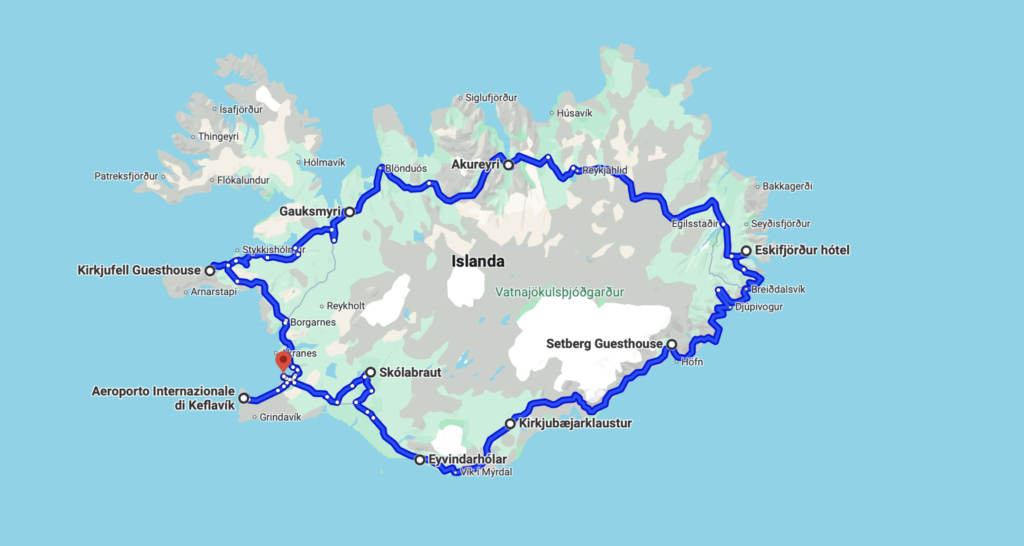 Viaggio fotografico in Islanda mappa